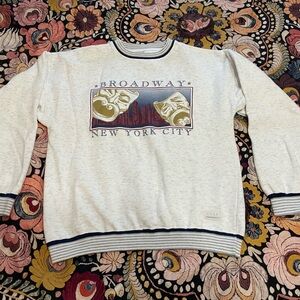 Vintage Broadway New York City Graphic Sweatshirt Gear for Sports Large